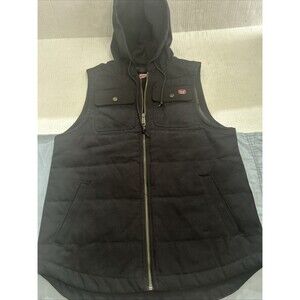 Wrangler Workwear Men's Work Quilted Vest with Hood Black Sz M (38-40)